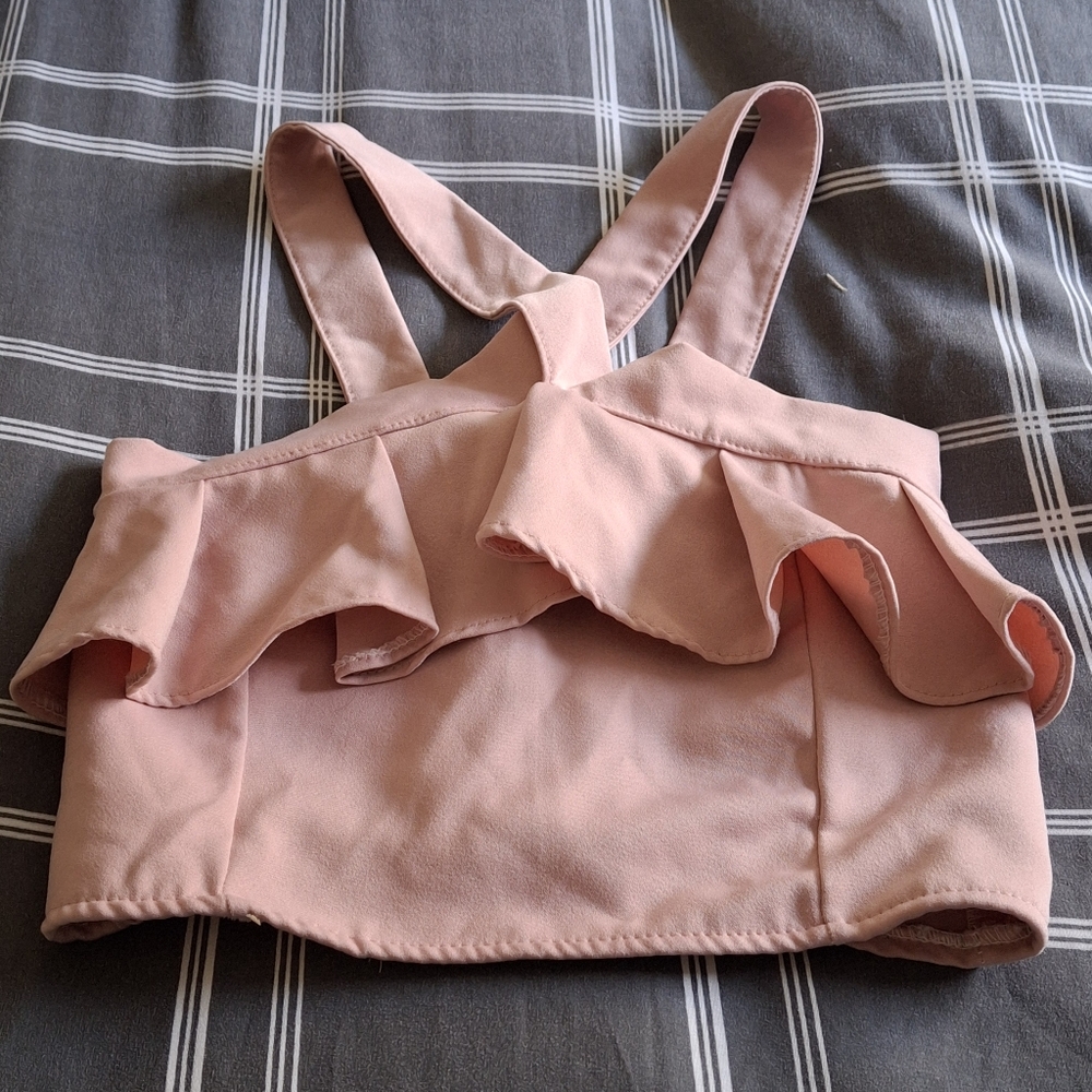 Pink Crop Top With Zipper Back "As Is"